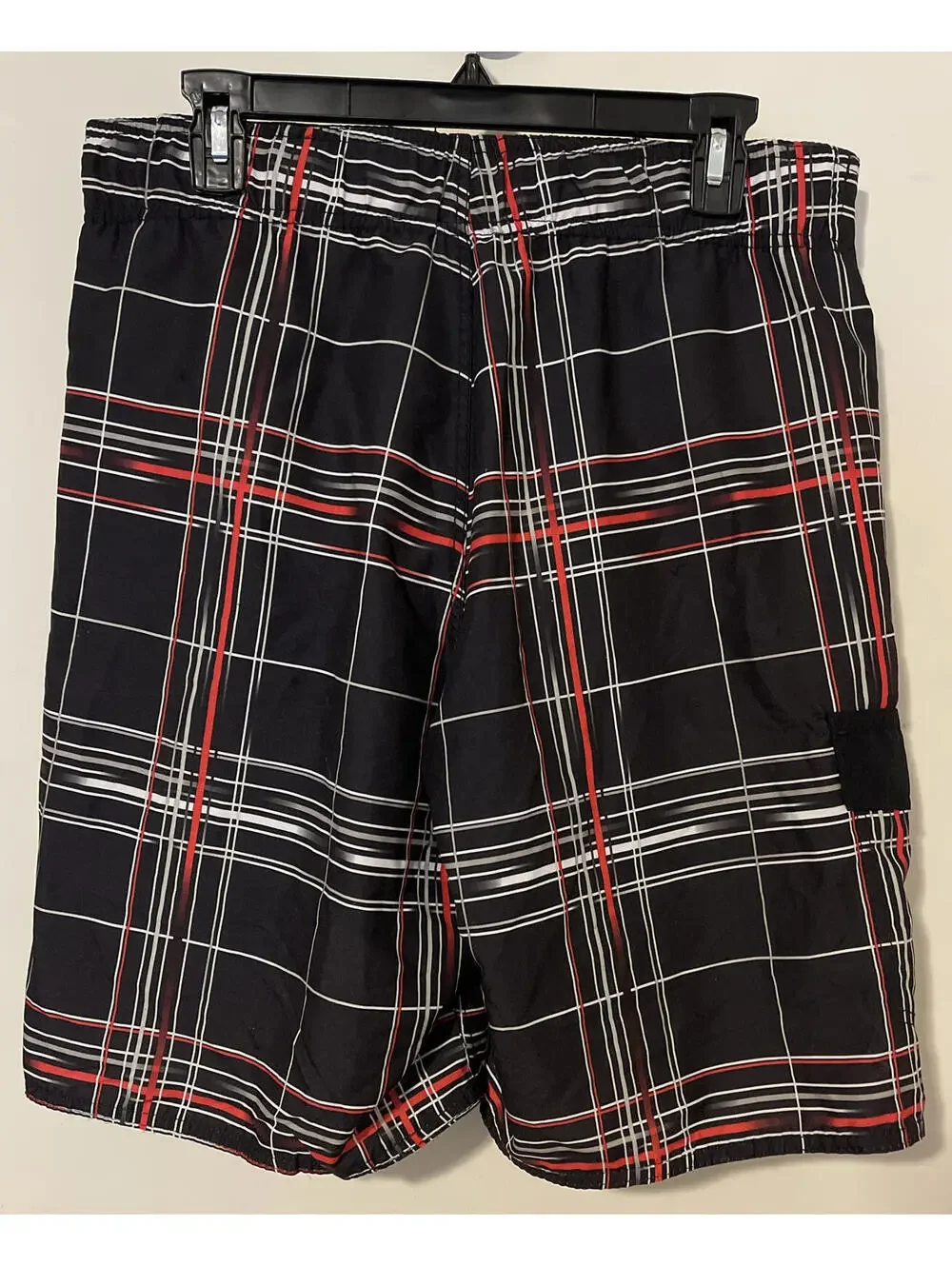 Carbon Mens Large Black Striped Swim Shorts NWT! A2812